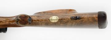  30.06 custom rifle with gold initial plate-engraving and skeleton grip cap