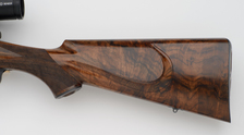  308 Winchester custom rifle with turkish walnut showing cheek piece