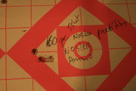  left handed 7mm stw target - 5 shot group Nosler ammo