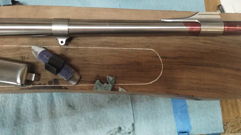 wood, barrel, sights, swivels