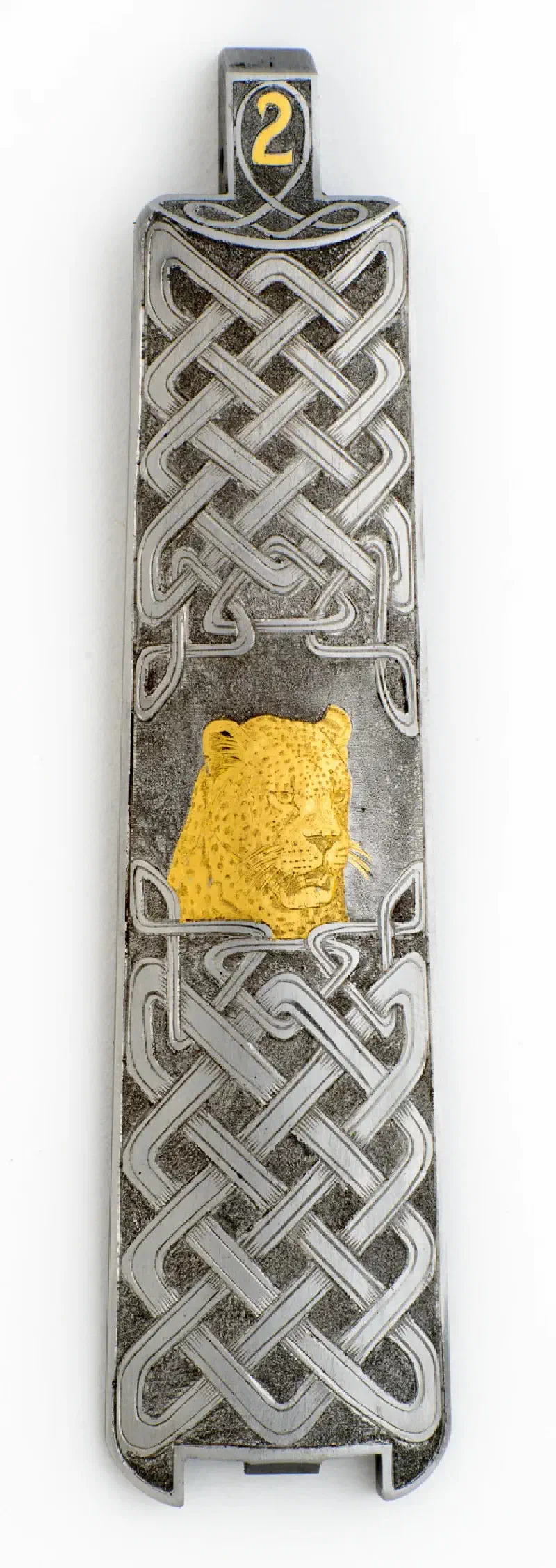 300 Win Mag Floorplate with Celtic Engraved Leopard